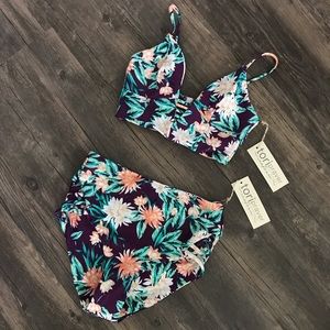 Tori Praver High Waisted Floral Bikini